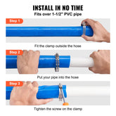 Backwash Hose, 2 in x 50 ft, Heavy-Duty PVC Flat Pool Discharge Hose with Clamps, Weather and Burst Resistant, Compatible with Pumps, Sand Filters, for Swimming Pools Waste Water Draining, Blue